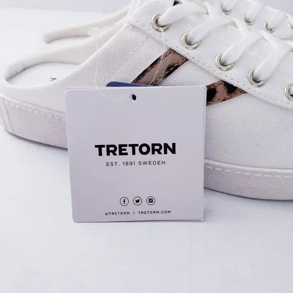 💥SOLD💥Tretorn Easy Nylite Canvas Lace Up Slip On Sneakers Mule Leopard Size 7 - Picture 5 of 11